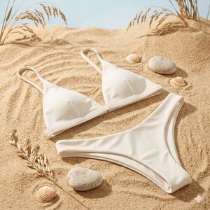 NWOT Off-White Micro Classic Triangle Bralette Brazilian Bikini - Size S